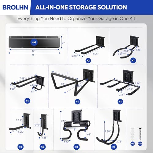 64 Inches Garage Tool Organizer Wall Mount, 920LBS Capacity Garden Tool Rack with Adjustable Hooks for Shovels, Rakes, Snowboard, Yard Tools & Men Gifts - Image 5