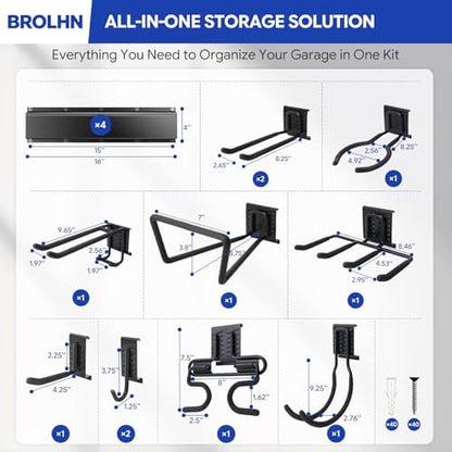64 Inches Garage Tool Organizer Wall Mount, 920LBS Capacity Garden Tool Rack with Adjustable Hooks for Shovels, Rakes, Snowboard, Yard Tools & Men Gifts - Image 5