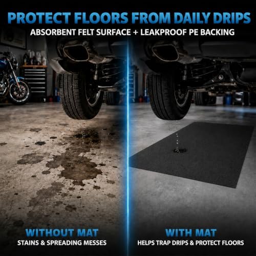 31'' x 36'' Garage Floor Mat, Absorbent Garage Mat for Oil Spills, Garage Floor Mats for Under Car & Motorcycle, Reusable Leakproof Garage Carpet with PE Backing for Driveway Drips and Stains - Image 2