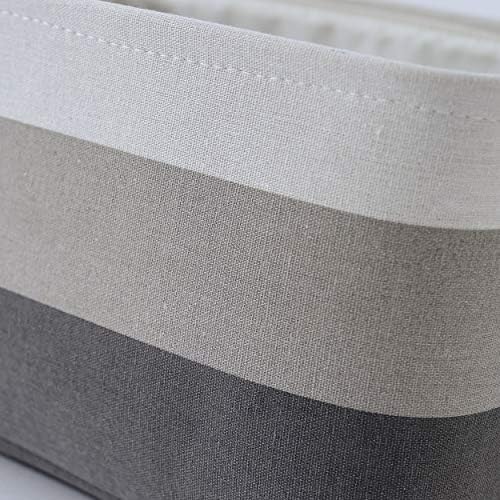 Large Storage Baskets for Shelves, Fabric Baskets for Organizing, Collapsible Storage Bins for Closet, Nursery, Clothes, Toys, Home & Office [3-Pack, Gray Gradient] - Image 3