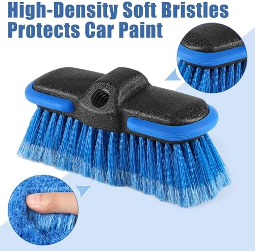 Car Wash Brush Head with Soft Bristle, 8in Car Cleaning Brush with Protective Bumper for Cleaning Auto Cars Trucks RV Boat Deck (4 Pack) - Image 2