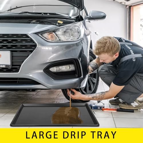 6 Pcs Extra Large Oil Drip Pan, 35.4×24×1.6Inches Oil Drain Pan for Under Car,Plastic Oil Drip Tray for Garage, Fridges, Washing Machines, Cat Litter Box,Keeps Floors Safe & Clean - Image 5