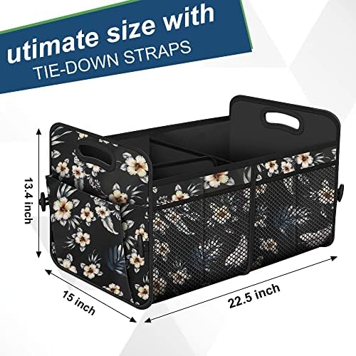 Femuar Car Trunk Organizer,Car Storage Organizer with 72L Large Capacity Waterproof Collapsible and 11 Pockets,Trunk Organizer for Car Suv/Jeep/Sedan, Large Size, Hibiscus flowers - Image 3