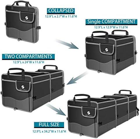 Trunk Organizer with Cooler, Collapsible Trunk Storage Container with Non Slip Bottom Strips, Large Multi-Compartment Waterproof Car Trunk Organizer Groceries for Vehicle Sedan, Suv, Truck,Van(Black) - Image 3