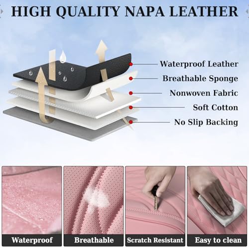 Coverado Car Seat Covers, Car Seat Covers Front Seats, 2-Pack Front Seat Cover, Nappa Leather Waterproof Seat Covers, Car Seat Protectors, Automotive Seat Covers Universal Fit for Most Vehicles - Image 4