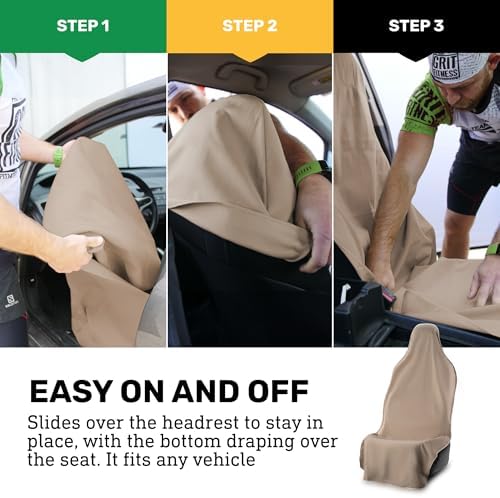 UltraSport Tan Front Seat Cover - Waterproof Car Seat Protector, Universal Fit, Washable, Soft Microfiber, Anti-Stink, Comfortable, Easy to Install - Image 7