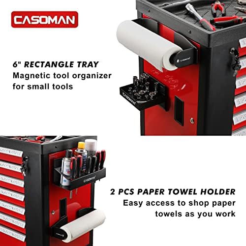 CASOMAN Magnetic Toolbox Shelf, Tray, Paper Towel Holder, 4-Piece Set, Black, Variety of Use, Durable, Magnets Any Metal Surface - Image 5