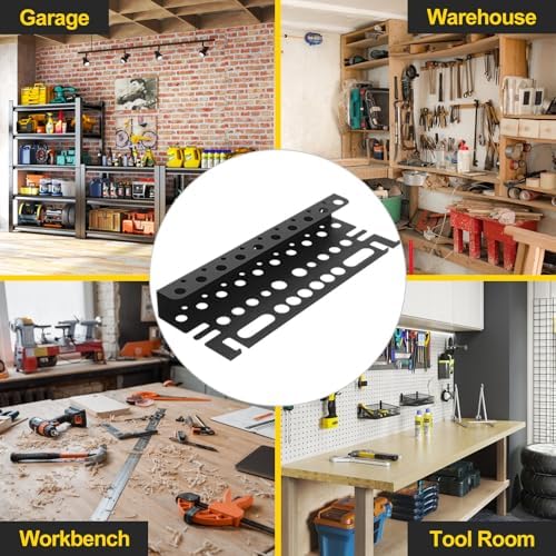 Metal Screwdriver Organizer, 15.75inch Utility Wall Mount Tool Organizer for Screwdrivers Pliers Holder with 35 Holes, Hand Tool Storage Rack for Workbench, Garage, Warehouse (Black, 2 Layers) - Image 7