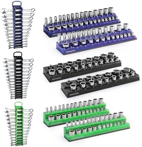 9PCS Magnetic Socket Organizer & Magnetic Wrench Organizer Set by ORGANPROTOOLS