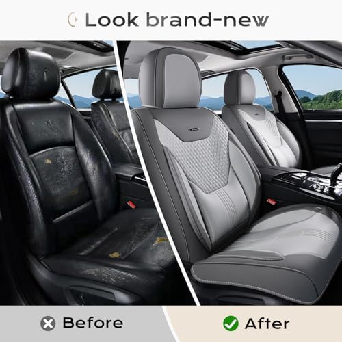 Coverado Car Seat Covers with Lumbar Support, Front Covers for Cars, Universal Automotive Seat Cover, Waterproof, Leather Car Seat Cushion, Interior Seat Protectors for Most Cars - Image 5