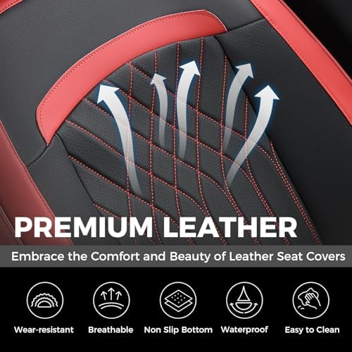 FLORICH Car Seat Covers Front Seat, Leather Seat Covers for Cars, Car Seat Protector Waterproof, Universal Automotive Seat Covers, Front Car Seat Cover Fit for Most Sedans SUV Pick-up Truck - Image 6