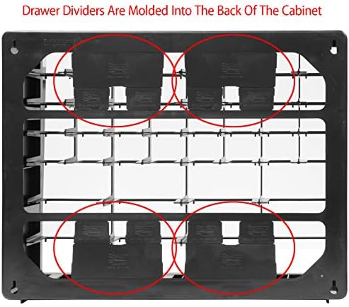 Akro-Mils 24 Cabinet 10724, Plastic Parts Storage Hardware and Craft Cabinet, Black & 10164 64 Drawer Plastic Parts Storage Hardware and Craft Cabinet, 20" x 15.75", Black - Image 7