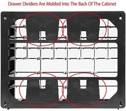 Akro-Mils 24 Cabinet 10724, Plastic Parts Storage Hardware and Craft Cabinet, Black & 10164 64 Drawer Plastic Parts Storage Hardware and Craft Cabinet, 20" x 15.75", Black - Image 7