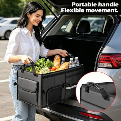 Car Trunk Organizer, 2 Compartments Car Storage Box with Lip - Image 2