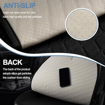 2 Pack Car Seat Covers, Front Seat Covers for Cars, Breathable Linen Car Seat Protector, Universal Fits for Most Automotive, Vehicles, SUVs, Cars, Sedans(Black) - Image 5