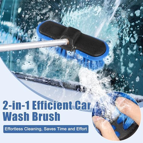 Car Wash Brush Head with Soft Bristle, 8in Car Cleaning Brush with Protective Bumper for Cleaning Auto Cars Trucks RV Boat Deck (4 Pack) - Image 4