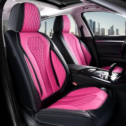 Coverado Auto Seat Covers, Car Seat Covers Full Set, Rose Car Seat Cover, Driver Seat Covers Front Seats Rear Seat Cover, Luxury Car Seat Cushion,Leather Seat Cover Seat Protector Fit for Most Cars - Image 2