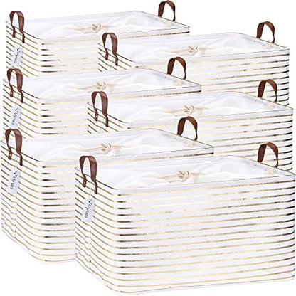 Hinwo 70L Extra Large Canvas Storage Bin with Lid and Handles, 6-Pack by Hinwo
