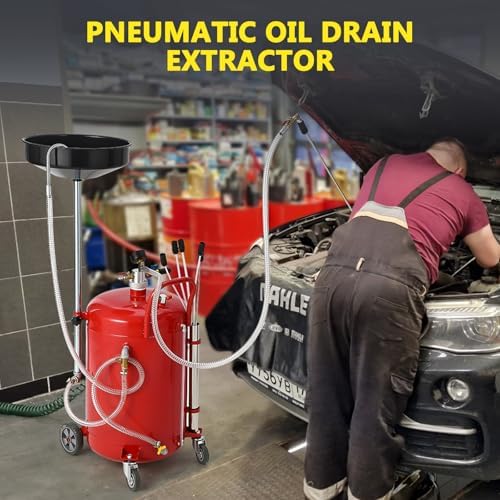 Garvee 20 Gallon Waste Oil Drain Tank, Portable Oil Drain Container, Air Operated Drainer, Fluid Fuel Transfer Drainage, Adjustable Funnel Height with Wheel &15'' Premium Bowl and a Toolbox - Image 4