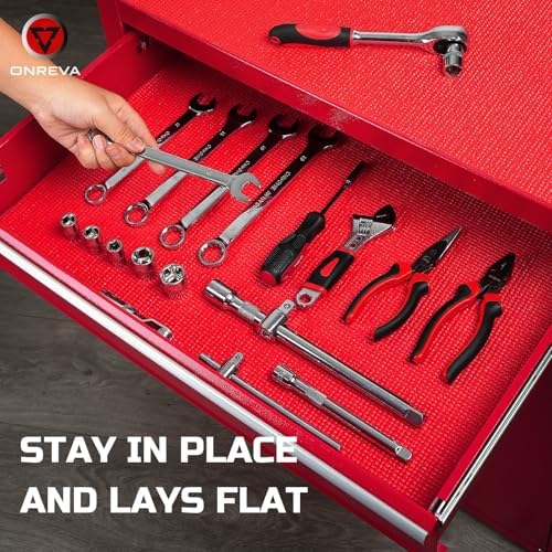 ONREVA Tool Box Liner 24 inch Wide x 24 ft Large, Thick Heavy Duty Toolbox Drawer Liners, Rolling Tool Chest Foam Mat, Shelf Rubber Mat, Non-Slip Organizer Pad for Cabinet Workbench, Red - Image 5