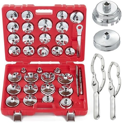 35PCS Oil Filter Wrench Set, 1/2" Drive Cup Type, Stainless Steel by Unknown