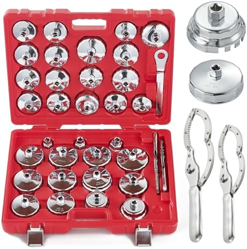 35PCS Oil Filter Wrench Set, 1/2" Drive Cup Type, Stainless Steel by Unknown