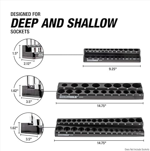 OEMTOOLS 22487 3 Piece Metric Magnetic Socket Organizers for Toolboxes, Socket Holder, Black Tool Box Organizer - Image 5