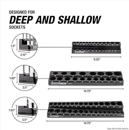 OEMTOOLS 22487 3 Piece Metric Magnetic Socket Organizers for Toolboxes, Socket Holder, Black Tool Box Organizer - Image 5