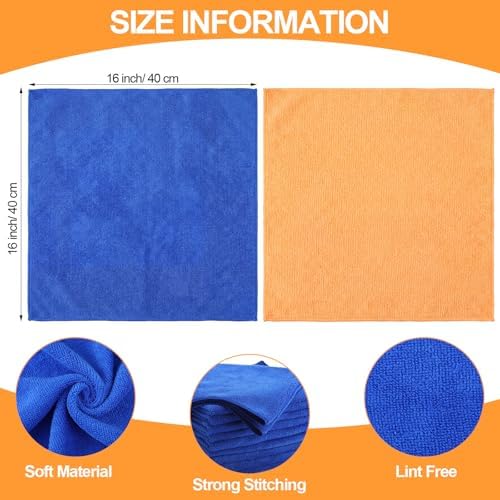 Nuenen Car Microfiber Clean Cloths, Yellow,Blue, 16 x 16 Inch, 60 Pcs - Image 3