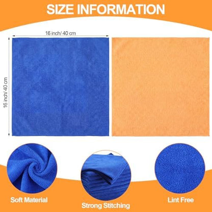 Nuenen Car Microfiber Clean Cloths, Yellow,Blue, 16 x 16 Inch, 60 Pcs - Image 3