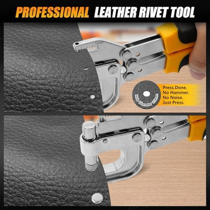 Leather Rivets Press Tool Kit – 160 Sets Double Cap Rivets with Installation Pliers, Leverage Design & Non-Slip Handle for Leather, Fabric, Clothing, Leathercraft Repair（4 Colors, 2 Sizes） - Image 2