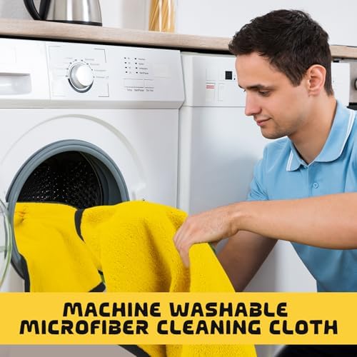 Tallew 50 Pcs 16"x16" Yellow Microfiber Towels for Cars Drying Polishing - Image 5
