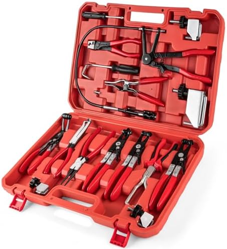 18PCS Hose Clamp Pliers, Hose Clamp Removal Tool Kit with Long Reach & Flexible Wire Tools for Fuel, Oil, Coolant, Radiator Hoses and Electrical Disconnect by Unknown