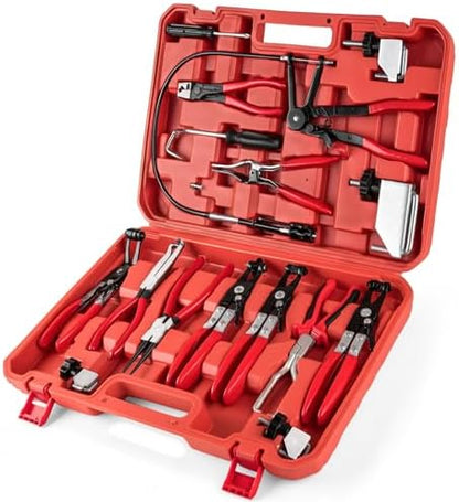18PCS Hose Clamp Pliers, Hose Clamp Removal Tool Kit with Long Reach & Flexible Wire Tools for Fuel, Oil, Coolant, Radiator Hoses and Electrical Disconnect by Unknown