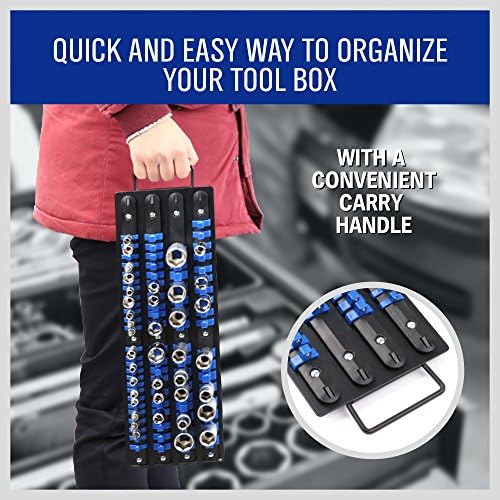 HORUSDY 80-Piece Heavy Duty Socket Organizer, 1/4-Inch, 3/8-Inch, 1/2-Inch, Premium Quality Socket Holders - Image 6