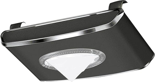 Leather Car Tissue Box for Car Interior, Multi-Function Tissue Holder with Visor Clip, Armrest & Back Seat Napkin Organizer, Vehicle Tissue Dispenser Accessories (Black Hanging)