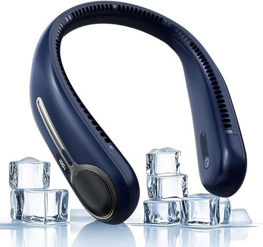 Portable Neck Fan,Hands Free Personal Wearable Bladeless Fan,6000mAh USB Rechargeable,360° Cooling,LED Display,4-Speeds,Birthday Gifts for Men Women Dad Mom,Valentines Day Gifts for Her Him (Blue)