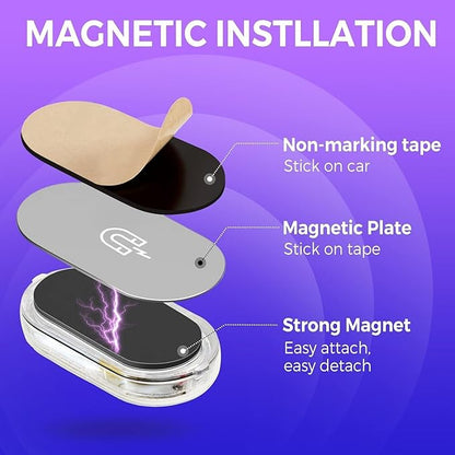 4Pcs Car LED Lights Interior Wireless, 7 Colors Interior Car Lights with 6 Bright LED Lamp Beads, Portable USB Rechargeable Car Interior Led Night Light for Car Decor