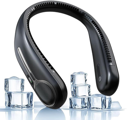 Portable Neck Fan,Hands Free Personal Wearable Bladeless Fan,6000mAh USB Rechargeable,360° Cooling,LED Display,4-Speeds,Birthday Gifts for Men Women Dad Mom,Valentines Day Gifts for Her Him (Black)