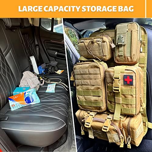Universal Tactical Seat ​Back Organizer Vehicle Molle Panel Organizer Storage Bag with 5 Detachable Molle Pouch, Khaki - Image 5