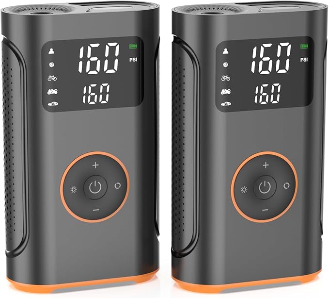 (New Upgrade) ZSX Tire Inflator Portable Air Compressor-160 PSI Air Pump with Memory Function, Electric Bike Pump with Tire Pressure Gauge, Tire Inflator for Car, Gifts for Men Husband Father