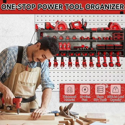 50" W Power Tool Organizer Wall Mount,Holds 12 Cordless Drills - Image 4