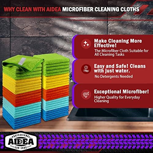 AIDEA Microfiber Cleaning Cloth-50PK, Microfiber Towels for Cars, 12"×12" - Image 2