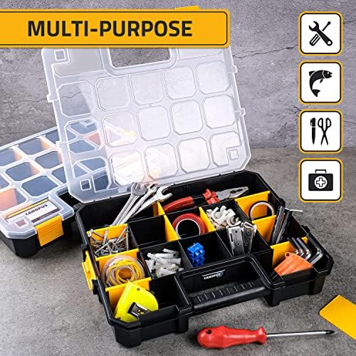 CANOPUS Craft Organizer, Set of 2 Interlocking Cases with Adjustable Compartments, Briefcase-Type Hardware & Parts Organizer, Toolbox Set for Bolts, Nails, Screws, and Other Small Parts - Image 4