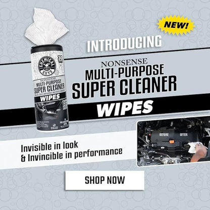 Chemical Guys Nonsense All Purpose Cleaner Wipes - 30 Count Canister For Car Interior And Exterior - Safe On Vinyl, Rubber, Plastic, Leather, Carpet, Upholstery, And More - Residue-Free Cleaning Power