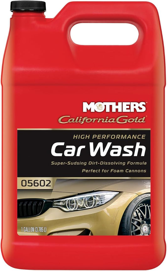 Mothers California Gold High Performance Car Wash, 1 gal. — pH Balanced, Eco-Friendly, Super-Sudsy, Foam Cannon, Safely Cleans Without Stripping Wax, Sealant or Coating, Removes Dirt & Grime (05602)