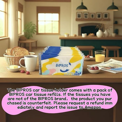 Car Tissue Holder with Ultra Soft Lotion Facial Tissues - Slim Visor Mount for Cars/Trucks/SUVs, Kleenex-Compatible Napkin Organizer (Ergonomic Design, Easy Installation)