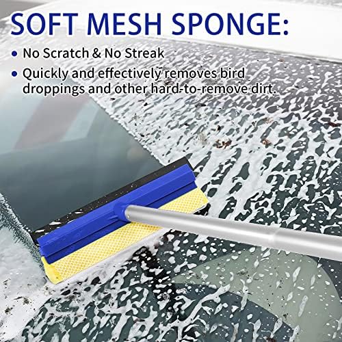Lsyomne 62'' Car Wash Brush Mop Kit with Long Handle Microfiber Car Washing Tool kit Detailing Brush Car Wheel Tire Cleaning Brush Windshield Squeegee Car Duster Towel for Cars Truck, SUV, RV - Image 5