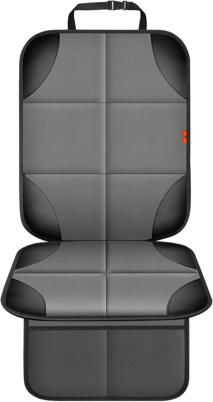Car Seat Protector 1 Pack Car Seat Cushion Mat Thickest Padding,Waterproof 600D Fabric Car Seat Covers for Non-Slip Backing Mesh Pockets for Baby and Pet (Gray, 1 Pc)