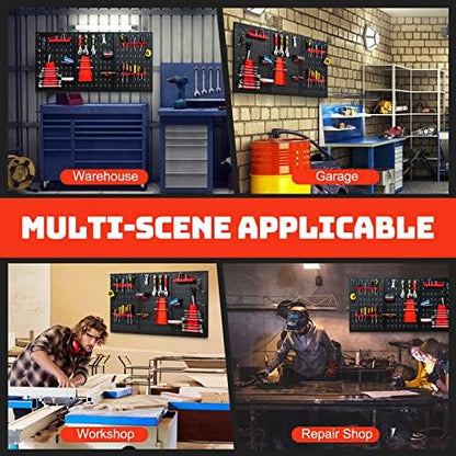 Goplus Garage Pegboard Tool Organizer, 4ft Metal Pegboard Wall Organizer w/3 Pegboards, Drill Bit Rack, Wrench Rack, Hooks Accessories, Wall-Mounted Tool Storage Peg Board for Workshop, Black - Image 5